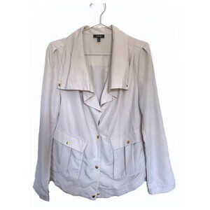 Apt 9 Women's Tan long sleeve Gold Button Front Pockets Pleated Shirt Jacket, M